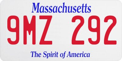 MA license plate 9MZ292