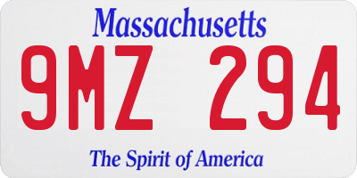 MA license plate 9MZ294