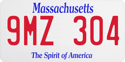 MA license plate 9MZ304
