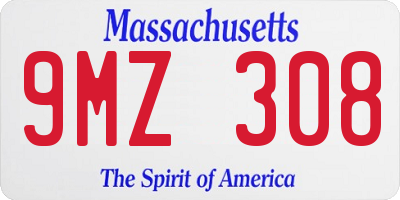 MA license plate 9MZ308