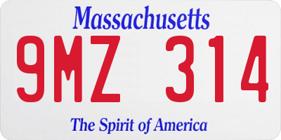 MA license plate 9MZ314
