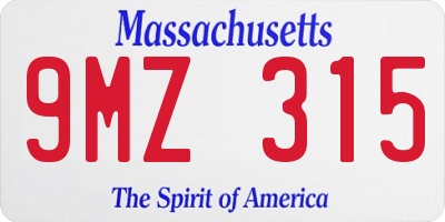 MA license plate 9MZ315