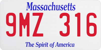 MA license plate 9MZ316