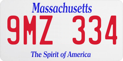 MA license plate 9MZ334