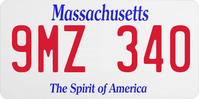 MA license plate 9MZ340