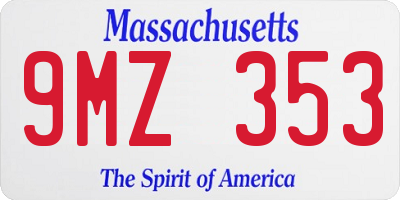 MA license plate 9MZ353