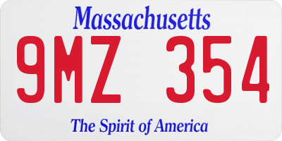 MA license plate 9MZ354