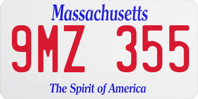 MA license plate 9MZ355