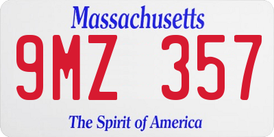 MA license plate 9MZ357