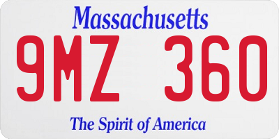 MA license plate 9MZ360