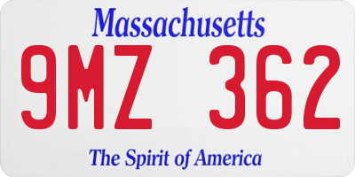 MA license plate 9MZ362