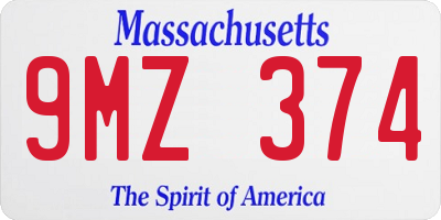 MA license plate 9MZ374
