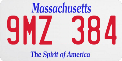 MA license plate 9MZ384