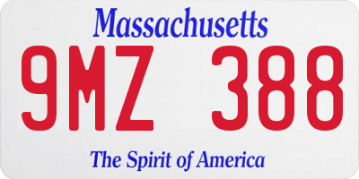 MA license plate 9MZ388