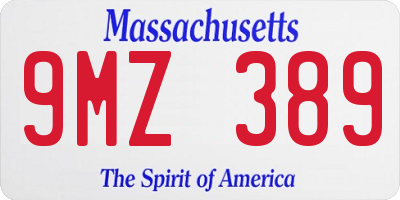 MA license plate 9MZ389