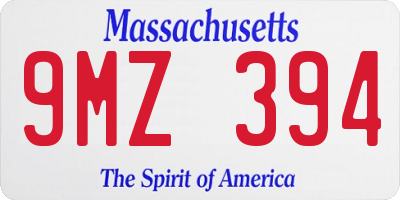 MA license plate 9MZ394