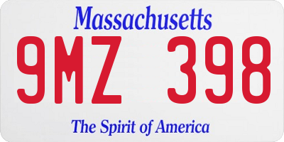 MA license plate 9MZ398