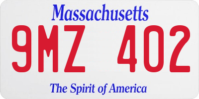 MA license plate 9MZ402