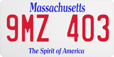 MA license plate 9MZ403