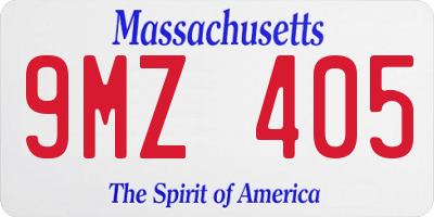 MA license plate 9MZ405