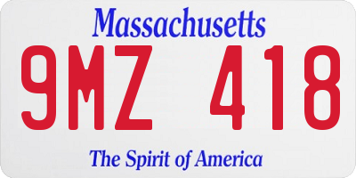 MA license plate 9MZ418