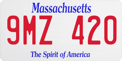 MA license plate 9MZ420