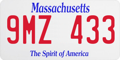 MA license plate 9MZ433