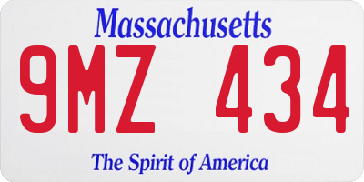 MA license plate 9MZ434