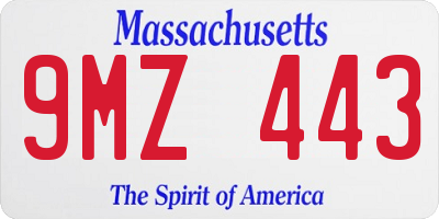 MA license plate 9MZ443