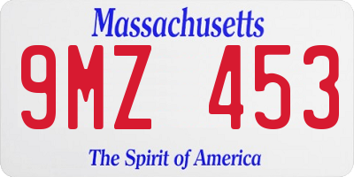 MA license plate 9MZ453