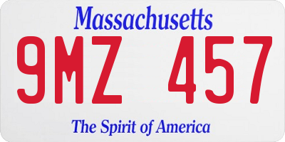 MA license plate 9MZ457