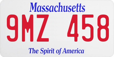 MA license plate 9MZ458
