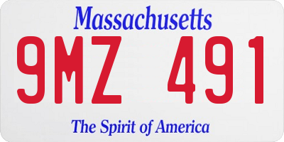 MA license plate 9MZ491