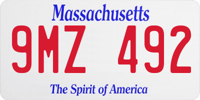 MA license plate 9MZ492