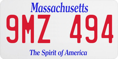 MA license plate 9MZ494