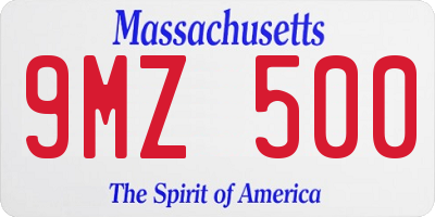 MA license plate 9MZ500