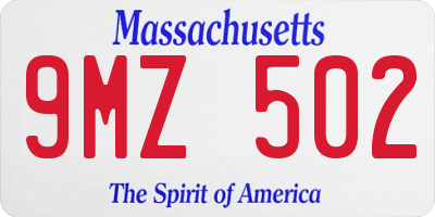 MA license plate 9MZ502