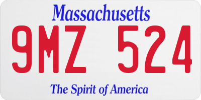 MA license plate 9MZ524