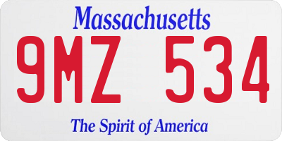 MA license plate 9MZ534