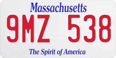 MA license plate 9MZ538