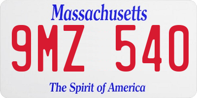 MA license plate 9MZ540