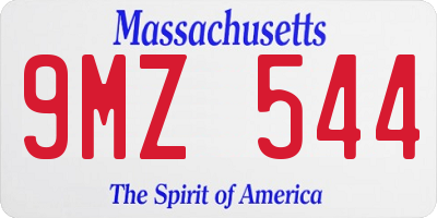 MA license plate 9MZ544