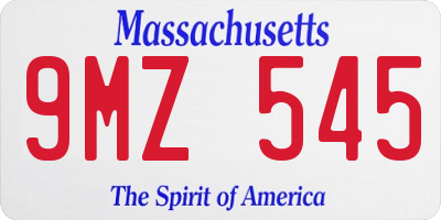 MA license plate 9MZ545