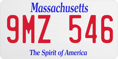 MA license plate 9MZ546