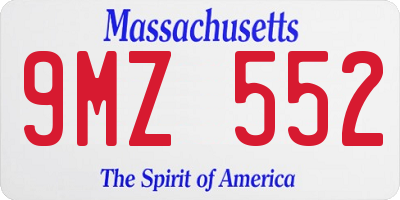MA license plate 9MZ552