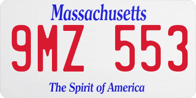 MA license plate 9MZ553