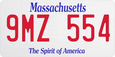 MA license plate 9MZ554