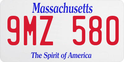 MA license plate 9MZ580