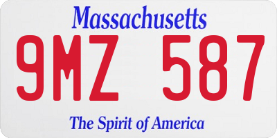 MA license plate 9MZ587