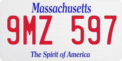 MA license plate 9MZ597